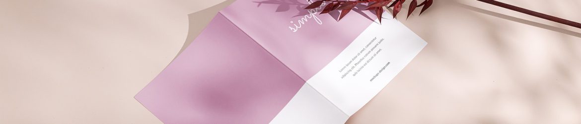 Bifold flyer with red plant mockup