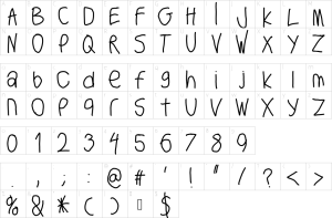 Mapa de caracteres da fonte Big Writer Font