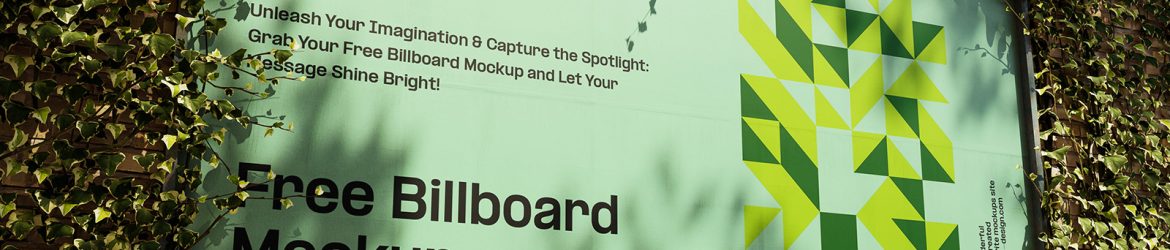 Billboard covered with ivy mockup