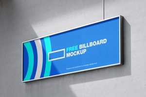 Billboard on a grey wall mockup - Instant Download