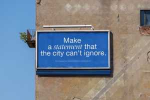 Billboard on an old damaged wall mockup