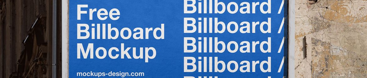 Billboard on damaged wall mockup