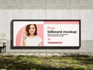 Billboard on old concrete wall mockup