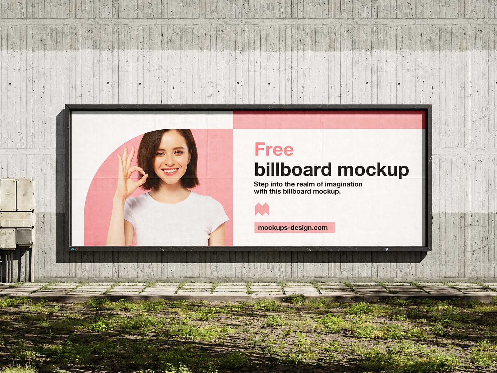 Billboard on old concrete wall mockup