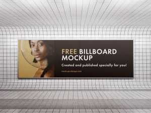 Billboard on subway wall mockup - Instant Download
