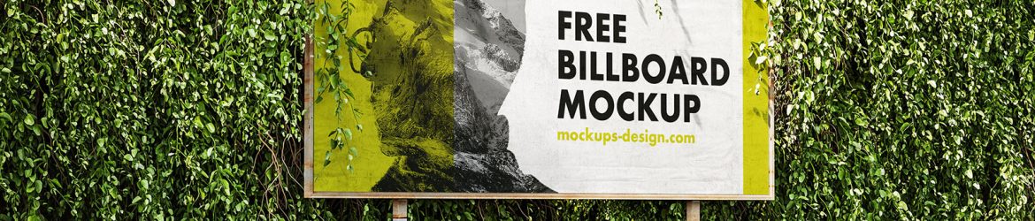 Billboard with ivy wall mockup