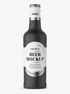 Black beer bottle mockup