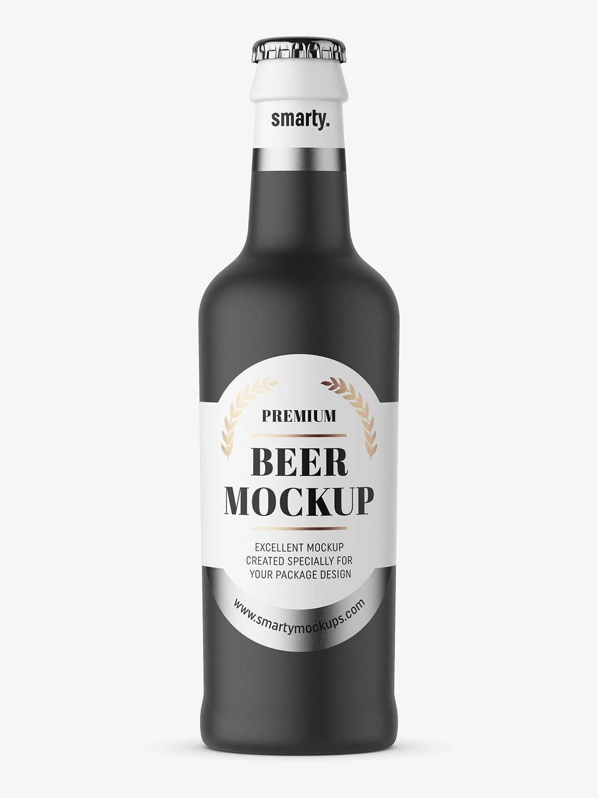 Black beer bottle mockup