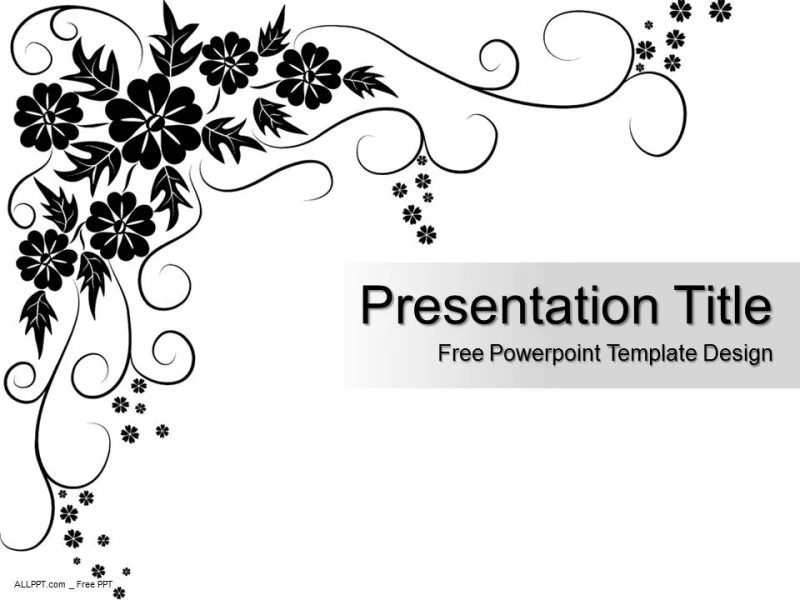 Black Floral Pattern Powerpoint Template Design