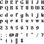 Mapa de caracteres da fonte Black Rose Font