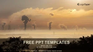 Black smoke from smoke stack PowerPoint Templates