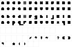 Mapa de caracteres da fonte Blast Beat Font