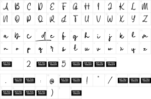 Mapa de caracteres da fonte Blowing Trumpet Font