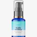 Blue airless pump bottle mockup