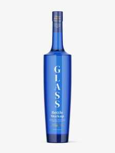 Blue alcohol bottle mockup