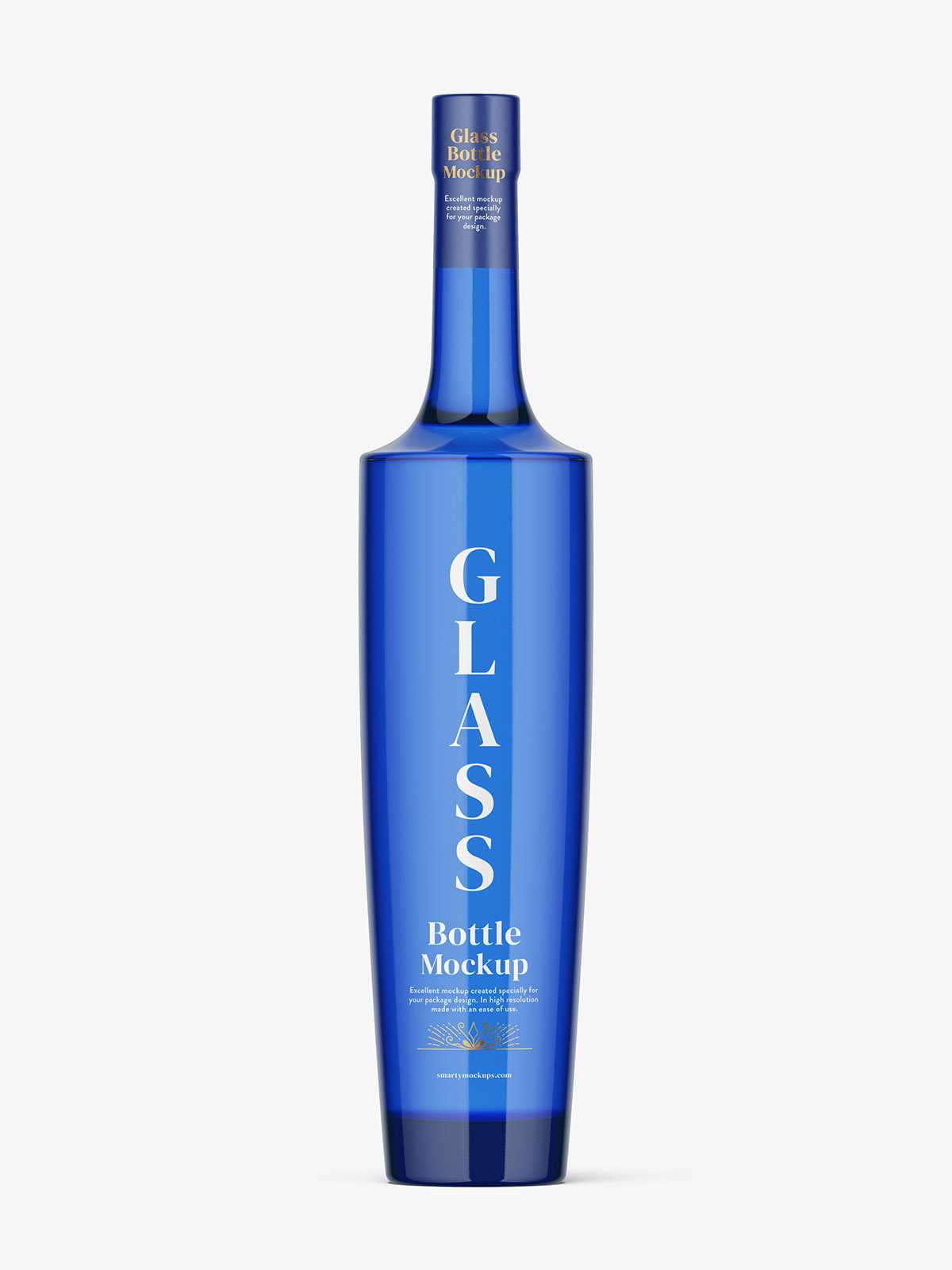 Blue alcohol bottle mockup