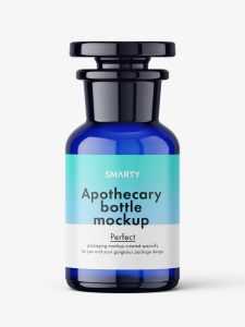 Blue apothecary bottle mockup / 100 ml