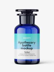 Blue apothecary bottle mockup / 250 ml