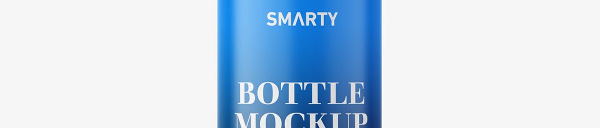 Blue bottle mockup with rounded screwcap mockup Blue bottle mockup with rounded screwcap mockup