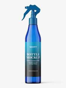 Blue bottle mockup with trigger spray mockup