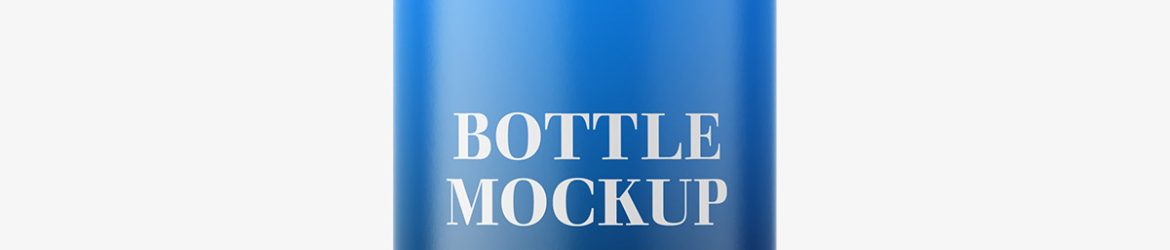 Blue bottle with child resistant cap mockup