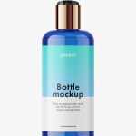 Blue bottle with disctop mockup
