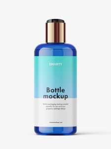 Blue bottle with disctop mockup