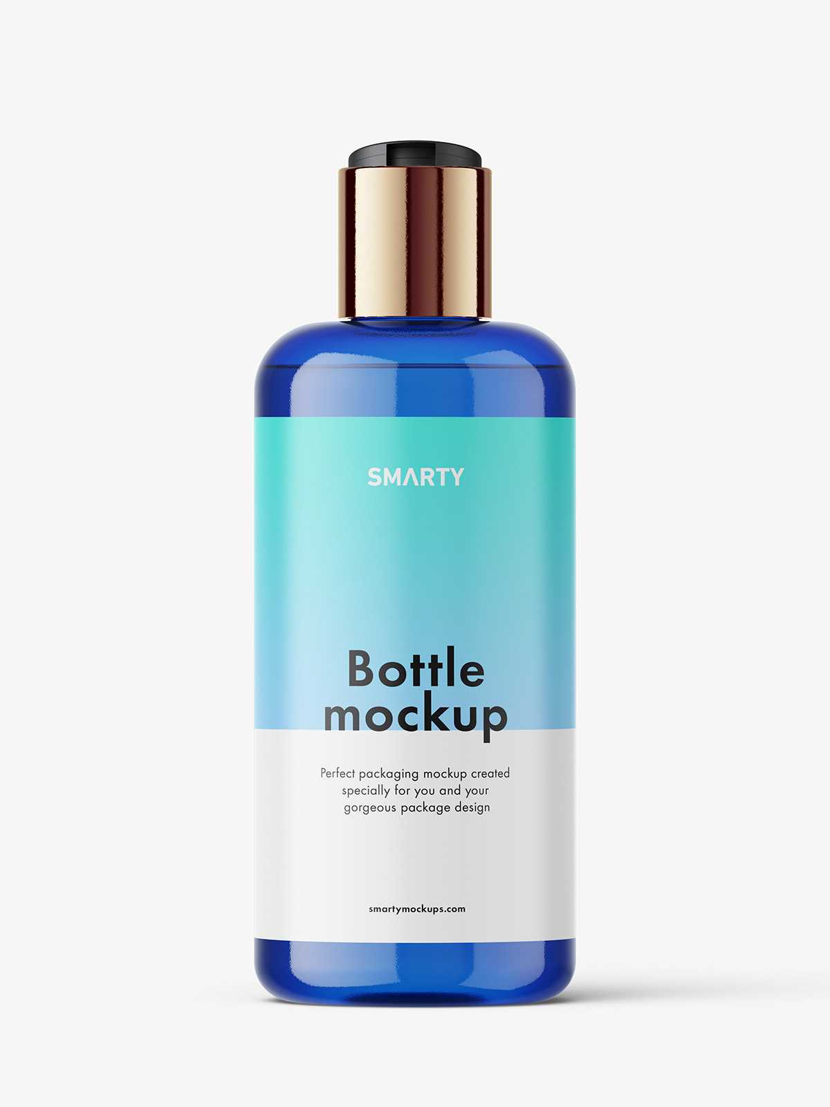 Blue bottle with disctop mockup