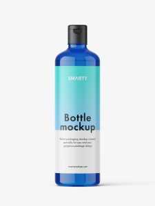 Blue bottle with flip top cap mockup