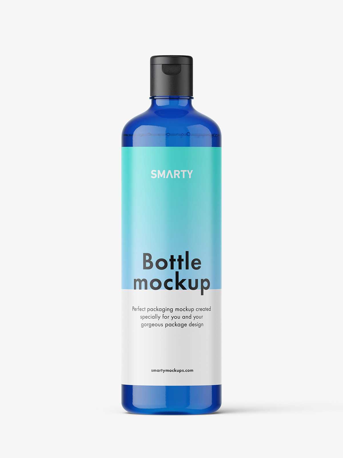 Blue bottle with flip top cap mockup