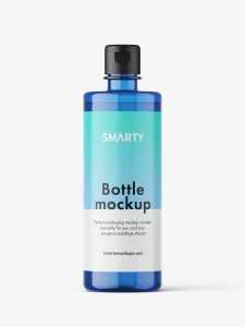 Blue bottle with flip top lid mockup