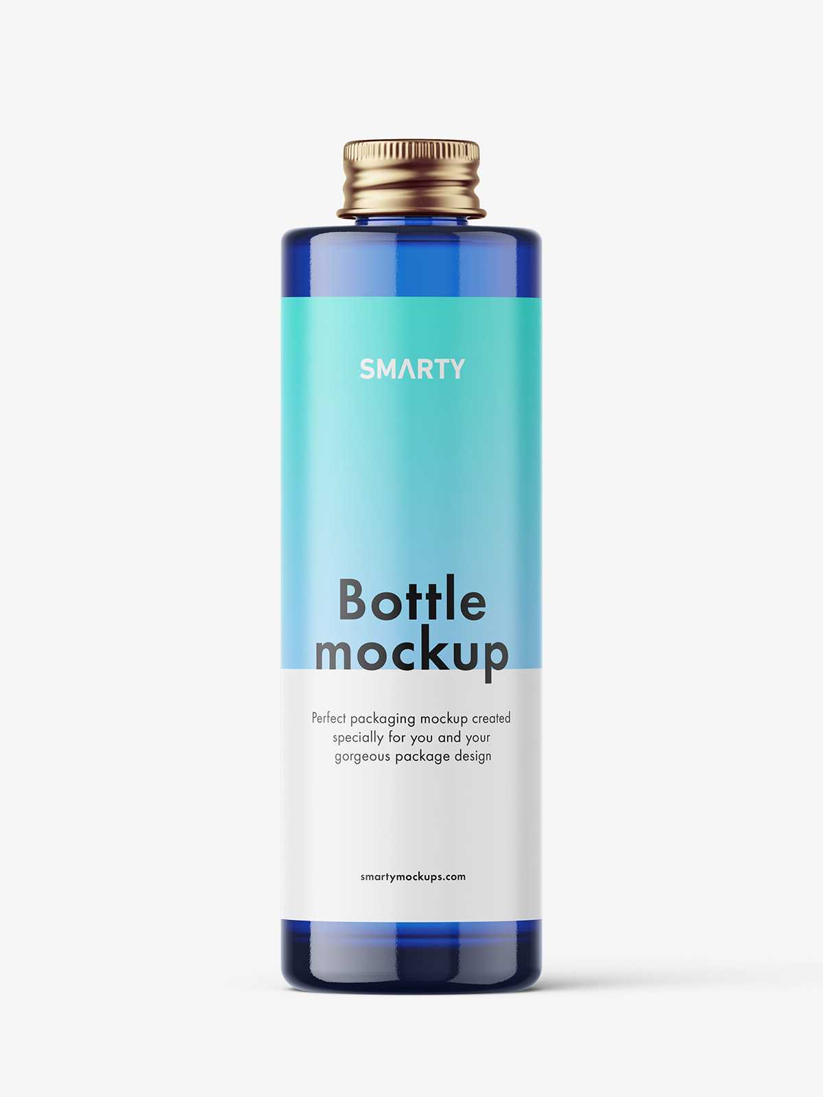 Blue bottle with metallic screwcap mockup