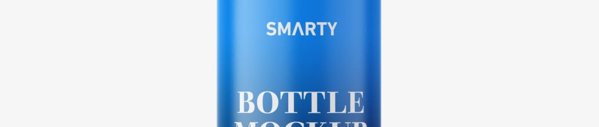 Blue bottle with pump dispenser mockup