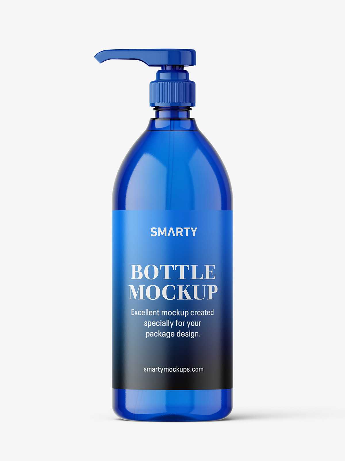 Blue bottle with pump mockup