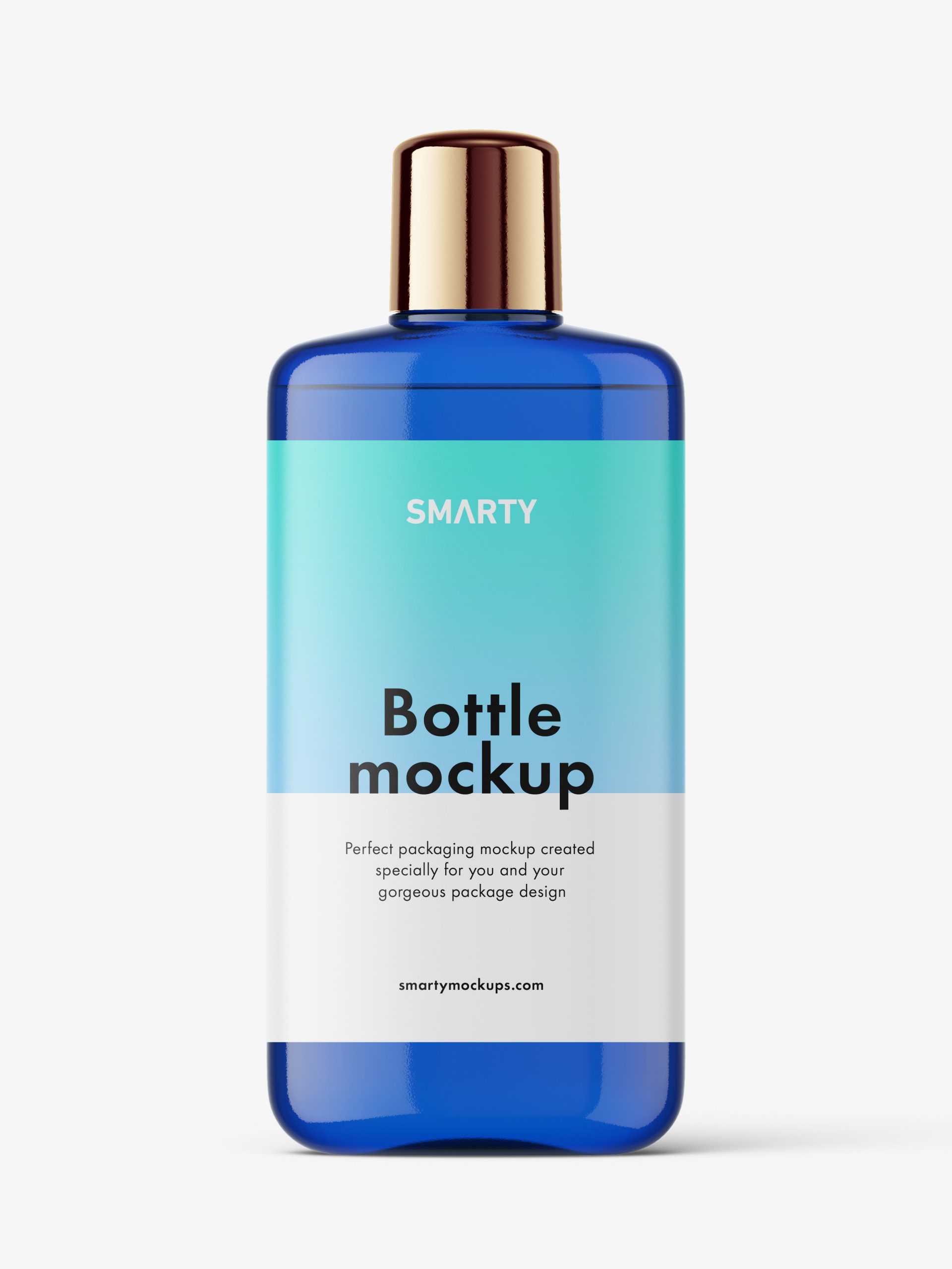 Blue bottle with rounded screwcap mockup