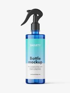 Blue bottle with trigger spray mockup