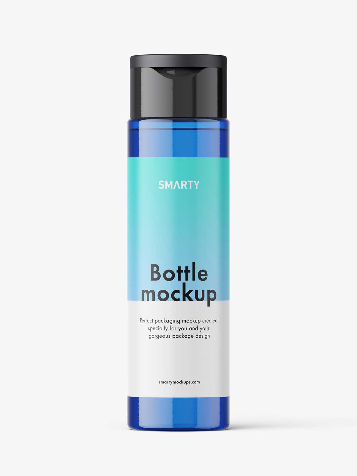 Blue bottle with wide flip top cap mockup