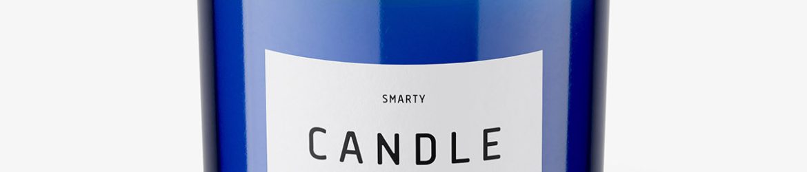 Blue candle with wooden lid mockup Blue candle with wooden lid mockup