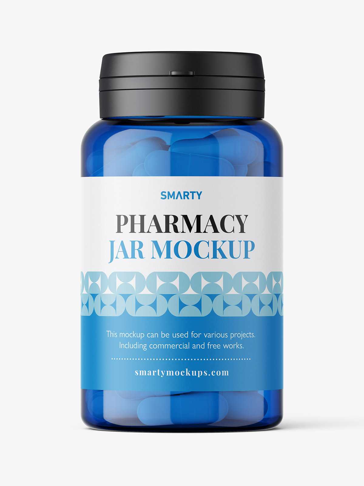 Blue capsules jar mockup