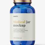 Blue capsules jar mockup