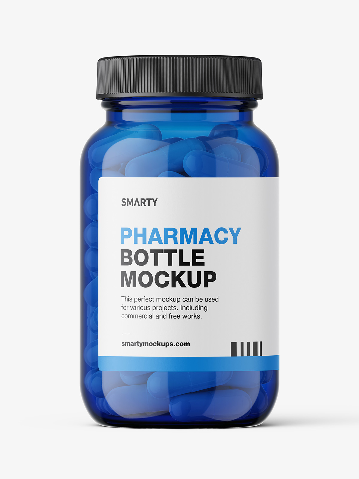 Blue capsules jar mockup