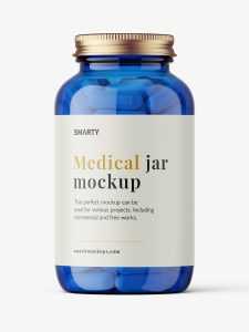 Blue capsules jar mockup