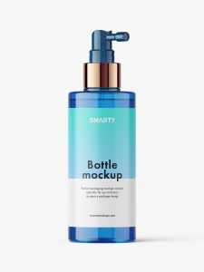 Blue dispenser bottle mockup