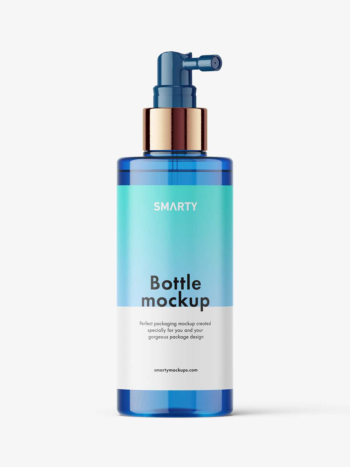 Blue dispenser bottle mockup
