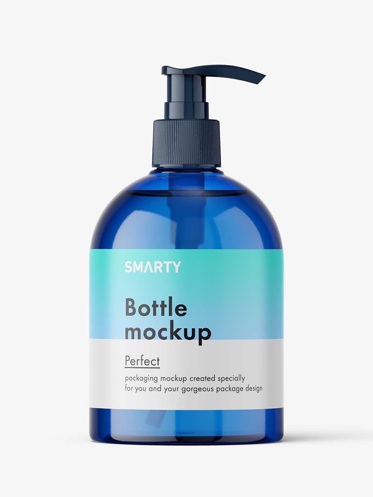 Blue dome bottle with pump mockup