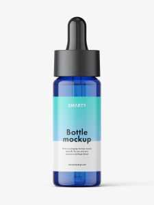 Blue dropper bottle mockup