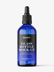 Blue dropper bottle mockup / 100 ml