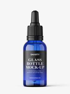 Blue dropper bottle mockup / 30 ml