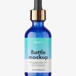 Blue dropper bottle mockup