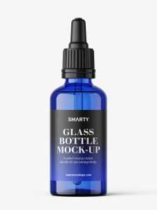 Blue dropper bottle mockup / 50 ml